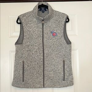Vantage Summit Men/Unisex Fleece Sweater Vest M Gray Full Zip Pocket Iowa Cubs